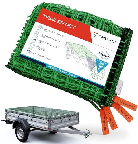 Red para remolques TRIBURG 2x3,5 con Marcas en Las Esquinas y Refuerzo en los Bordes - Red para remolques con Goma tensora para una sujeción óptima de la Carga