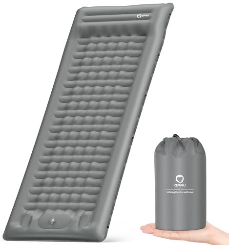 QPAU Camping Isomatte Selbstaufblasend mit Fuß Pumpe, 12CM Ultra-Dicke Verbesserte Unterstützung Aufblasbare Camping Matratze, Ultraleicht Wasserdicht Outdoor Luftmatratze zum Wandern Rucksack