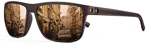 HENGOSEN Sunglasses Mens Polarised, Classic Vintage Sun Glasses, Lightweight Frame UV400 Protection for Driving Fishing Cycling