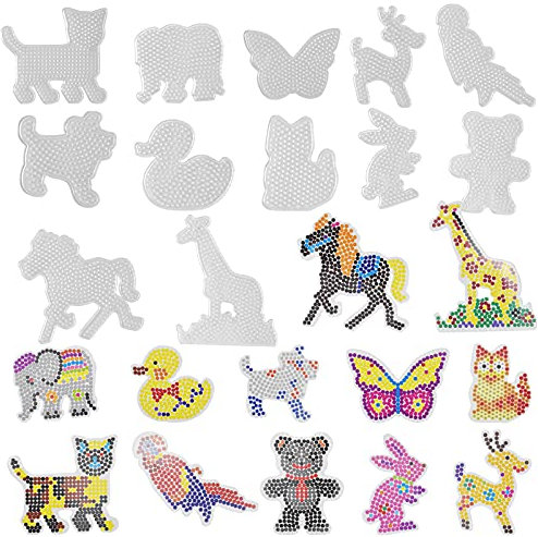 12 Stück Vorlagen für Perlen zum Basteln Platte für Steckperlen Transparent Formen für Perlen Platten für Bügelperlen (Verschiedene Tierformen)