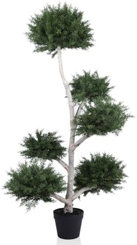 AntHousePlant Künstlicher Zedern-Formschnitt-Baum, 1,2 m, künstliche Zypressen, UV-beständig, Topfpflanze, künstlicher Formschnittbaum für Veranda, Zuhause, Büro, Innen- und Außenbereich