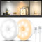 Lot de 2 veilleuses avec détecteur de mouvement, Lampe LED rechargeable USB à trois couleurs, Lumiere detecteur de mouvement interieur pour éclairage d'escalier, chambre, cuisine, chambre d'enfant.