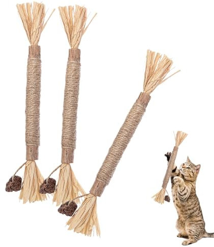 Katzen-Kaustangen – 3 Stück Katzen-Beißstangen | Interaktives Katzenspielzeug Für Den Innenbereich | Zähne Molar Kauspielzeug Kätzchen Leckspielzeug | Zahnstäbchen-Katzenspiel Zur Zahnreinig