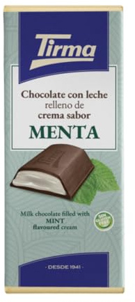 Tirma Barre de Chocolat au Lait Fourrée à la Crème de Menthe 110 g | Chocolat Crémeux et Rafraîchissant | Saveur Menthe | Dessert, Snack et Confiserie Gourmande