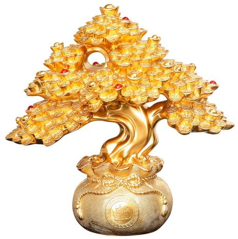 Resin Money Tree - Money Coin Tree，Wealth Tree,ZhaoCai Tree, Handcrafted, Premium Quality，Feng Shui Decor, Prosperity Charm, Resin Fortune Feng Shui Gift