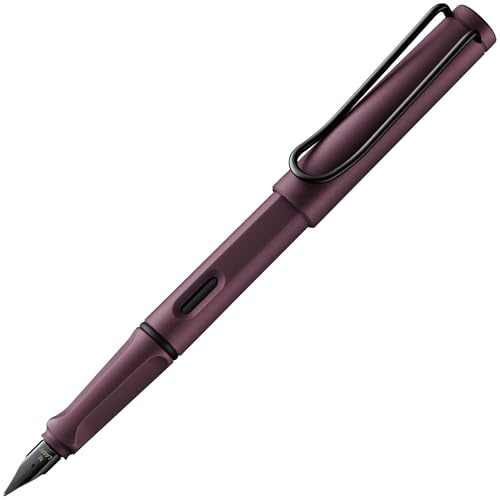 Lamy safari scarlet Füller - Füllhalter mit ergonomischem Griff & polierter Linkshänder-Stahlfeder (LH) in Strichbreite M – robuster ASA-Kunststoff - inkl. Tintenpatrone T 10 blau
