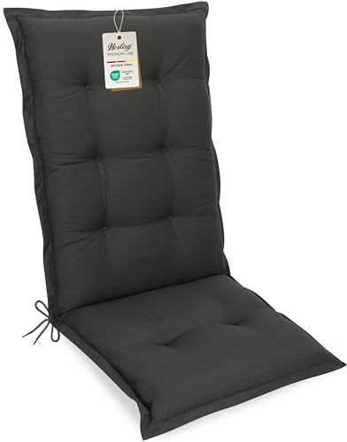Herlag Gartenmöbelauflage Valeria Hochlehner 123x50x7,5cm | Sitzauflage Einfarbig | Polsterauflage Klappsessel | Gartenstuhlauflage Design-Edition | Öko Tex 100 | 1 Polster | Anthrazit