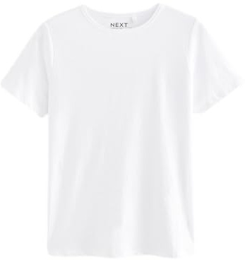 NEXT Damen Everyday Kurzarm-T-Shirt mit Rundhalsausschnitt Weiß 42