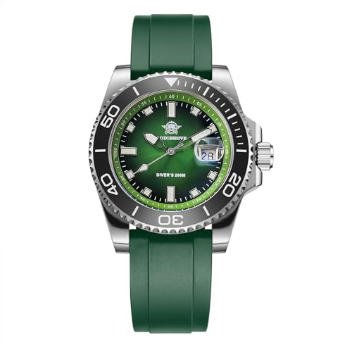 ADDIESDIVE Montre de plongée 200m Quartz Hommes BGW9 Lunette Céramique Lumineuse Montre Analogique Hommes avec Bracelet Caoutchouc AD2089