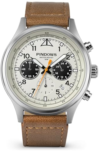 PINDOWS Herren-Armbanduhr, wasserdicht, modisch, geschäftlich, lässig, Multifunktions-Chronograph, Quarz-Herrenuhr mit Kalender, Nylonband
