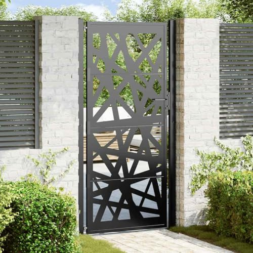 Générique Portail de Jardin Noir 105x205 cm Acier Conception de lumière,Quincaillerie, Clôtures & barrières, Portillons, Noir (Poids 27.8KG)