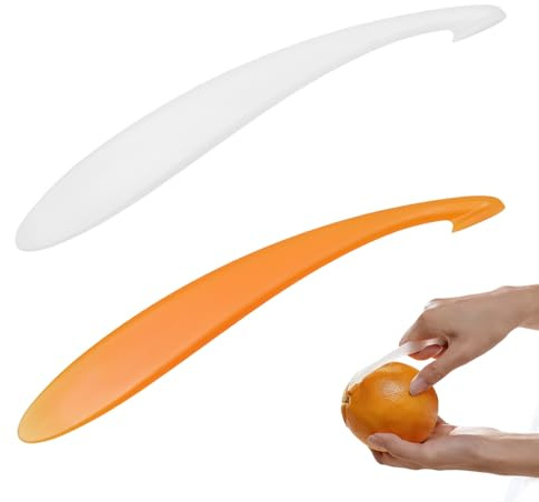 Lot de 2 éplucheurs d'oranges en plastique, ergonomiques, pour éplucher sans effort, protège les ongles, passe au lave-vaisselle, robuste, 15 cm