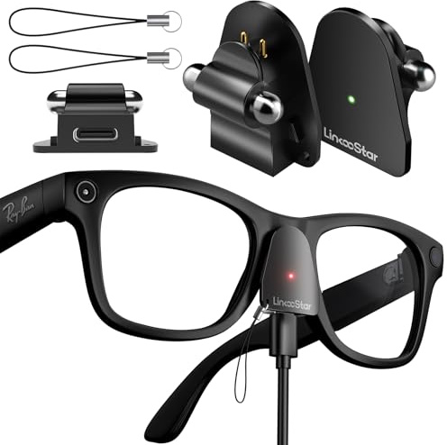 Adaptateur de charge compatible avec les lunettes Ray Ban Meta (Gen 1 & 2) Wayfarer/Skyler/Headliner et Oakley Meta - Accessoires pour lunettes de KI portables avec port USB C