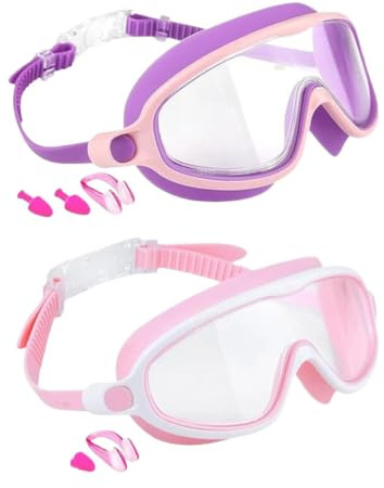 Générique Simglasögon för barn mot dimma med näsklämma | Simmask med bred syn för juniorpojkar, flickor, småbarn, pool, strand, sommar, semester, dykning, snorkling