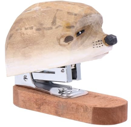 NUOBESTY Desk Accessories Heavy Duty Stapler Novelty Hedgehog Stapler Wood Animal Desk for School Office Home for Kids Small Heavy Duty