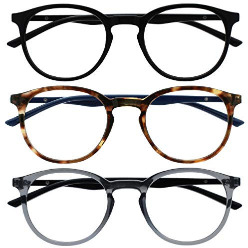 OPULIZE Met Reading Glasses, Nero/Marrone Blu Scuro/Grigio Nero, +2,00 Diottrie Unisex