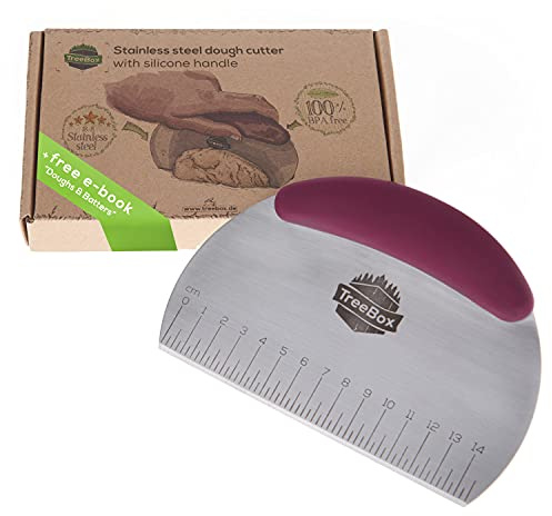 TreeBox Cortador profesional de masa de acero inoxidable y silicona – La espátula de masa moderno y sin plástico – Estable y resistente al calor – Perfecto para tartas, pasteles y galletas