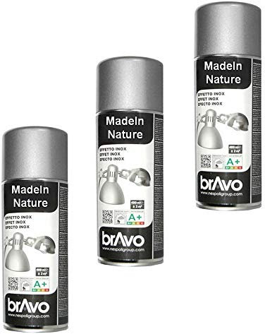 Lot de 6 Bombes de Peinture, Spray Peinture Effet déco, Intérieur et Extérieur, 400 ml, de MadeInNature (Effet inox 183108 lot de 6)