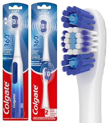 Colgate 360 Floss Tip Sonic Powered Battery Toothbrush, Pack of 2