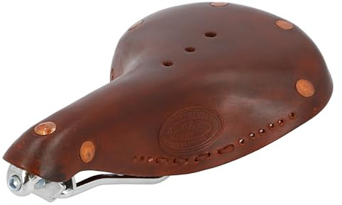 Gusti Angelo D. Cykelsadel i vintagestil, retro, med upphängning, äkta läder