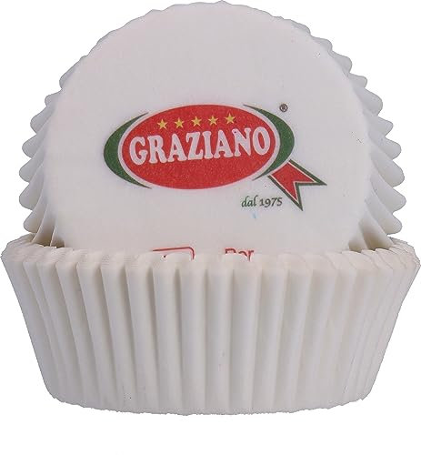 Graziano, Pirottini per Dolci in Carta Alimentare Color Bianco, Ottimi per Creare Squisiti Dolcetti Fatti in Casa, Ideali per Cerimonie, Matrimoni e Feste di Compleanno, h 2cm e ø 2,8 cm, 95 Pezzi