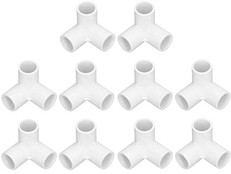 10PCS Accesorios de Tubería de 3 Vías PVC Plástico 90 Grados Codo Ángulo Recto T Conector de Esquina 20 Mm Diámetro Interior para Tuberías de Agua Muebles Invernadero(Blanco)