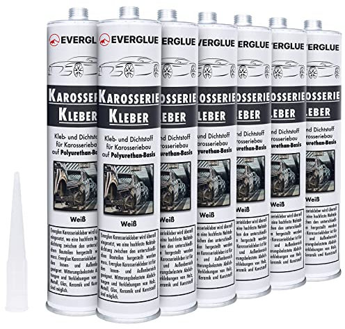Everglue 1K PU Karosseriekleber flexibel silikonfrei weiß Kartusche Montagekleber zum Kleben und Abdichten am KFZ, Wohnmobil & im Fahrzeugbau, ohne Silikon, UV-beständig, bleibt dauerelastisch