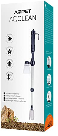 AQPET AQCLEAN - Aspirador para Limpieza de Fondo Acuario a batería Incluido alimentador de 12 V