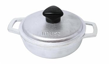 IMUSA 0.5Qt Mini Cast Aluminum Traditional Caldero Set with Lid,Silver