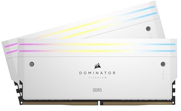 CORSAIR Dominator Titanium RGB DDR5 RAM 32GB (2x16GB) DDR5 7200MHz CL34 Intel XMP iCUE-Kompatibler Computerspeicher - Weiß (CMP32GX5M2X7200C34W)