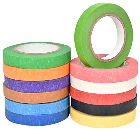 DEARBAG 12 Rollen Washi Tape Set Masking Tape Scrapbook Zubehör Selbstklebendes Masking Tape für Heimwerker Dekoratives Handwerk Geschenkverpackung Scrapbook