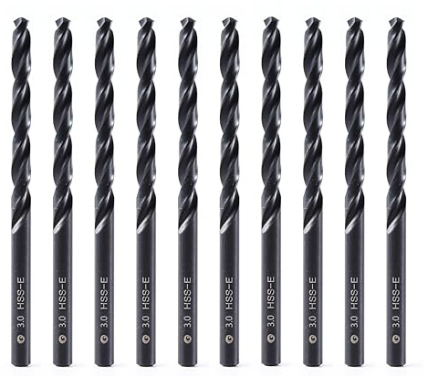 DelitonGude 3.0 mm HSS M35 Cobalt Twist Drill Bit High Speed Steel Set 10,Suitable for Steel,Stinless Steels, Cast Iron and Other Metals (UK-3.0 mm)