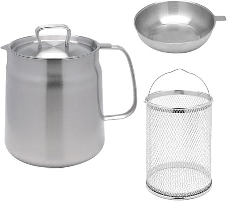 perfk Olla freidora de Acero Inoxidable, Cesta para freír, Olla Antiadherente para Patatas Fritas, Olla pequeña para freidora, para Aros de Cebolla, 2L