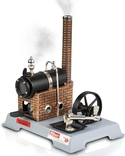 Wilesco Dampfmaschine D6 - Klassisches Design für Kinder ab 8+ Jahren und Technikbegeisterte, mit hochglanzpolierten und vernickelten Messingteilen, umfangreichem Zubehör