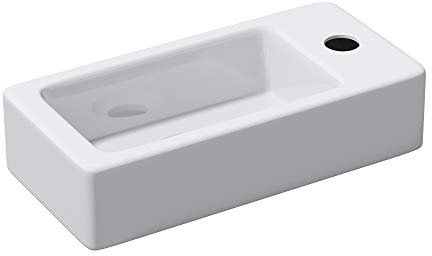 doporro Lavabo Vasque à Suspendre à Monter au Mur de Salle de Bains Petit Lave-Mains pour WC en Céramique Design Bruxelles3053L 37,5x18x8,8cm