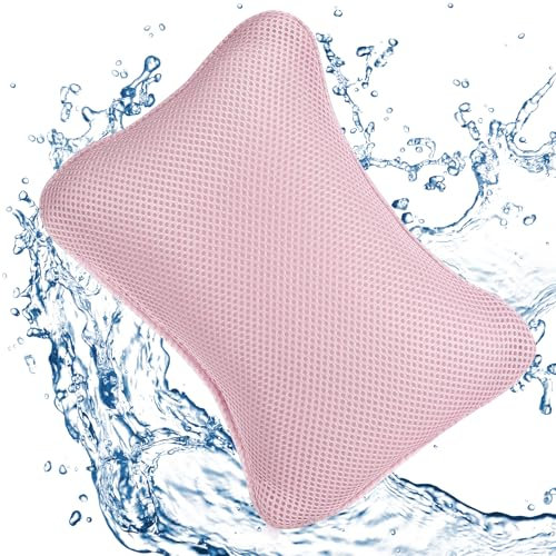 Quuylin Badewannenkissen, mit 2 starken Saugnäpfen, Badekissen für Badewanne, Badekissen mit ergonomischer Passform,Kissen für optimale Nacken Entspannung, entspannende Spa-Grundausstattung (Rosa)