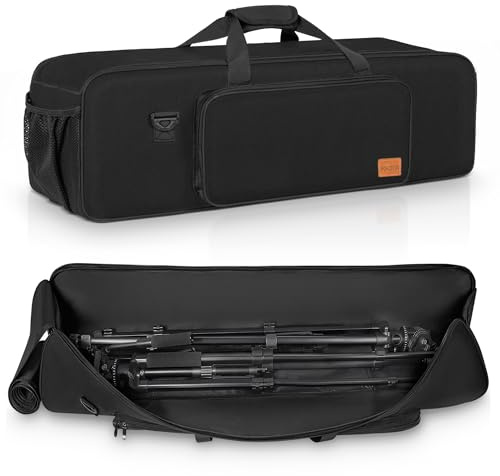 OUUTMEE Bolsa de transporte portátil para trípode con correa para el hombro, para trípode de cámara, trípodes de luz, monopie y otros equipos fotográficos, Negro , 80 x 21 x 21 cm/31,5“ x 8,3” x 8,3