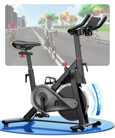 Copant Vélo d'Appartement pour La Maison avec Écran LCD et Application, Vélo d'Exercice d'Intérieur avec Résistance Magnétique Réglable, Capacité de Poids de 136 kg
