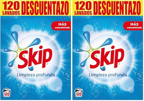 Skip detergente en polvo para la ropa, limpieza profunda 120 lavados (Paquete de 2)