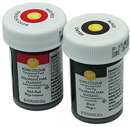 bakeryteam Wilton Lebensmittelfarben Tadago Set, Rot Schwarz, 28 g (2er Pack)