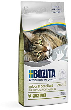 Bozita Indoor & Sterilised Katzentrockenfutter mit Huhn – 10 kg – getreidefreies Katzenfutter für sterilisierte Wohnungskatzen – 32 % Protein, 14 % Fett – gentechnikfrei, Alleinfuttermittel
