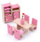 POFET Kinder Holz Esszimmer Puppenhaus Miniaturmöbel Esstisch Stühle Schrank Spielzeug Set Puppe Familie Rollenspiel Zubehör