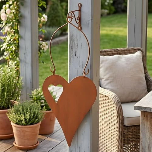 levandeo Cartel de corazón de 15 x 32 cm, decoración de jardín, placa para puerta, cuadro de acero oxidado, decoración para jardín, idea de regalo