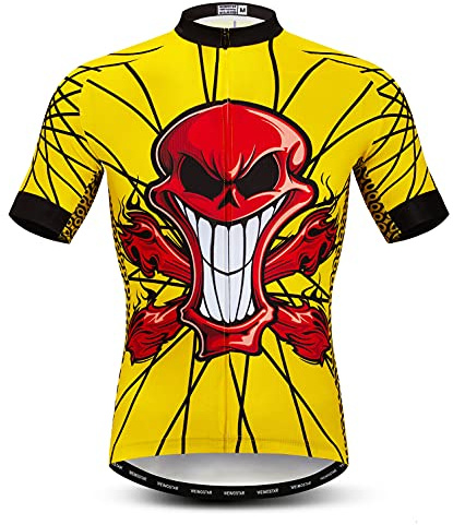 Cycling Jersey Mens Bike top MTB Shirt Zip Mountain Road Clothing Pockets Bicycle Riding Summer Pro Team Sports Racing Cycle Blouse Short Sleeve Uniform Yellow L