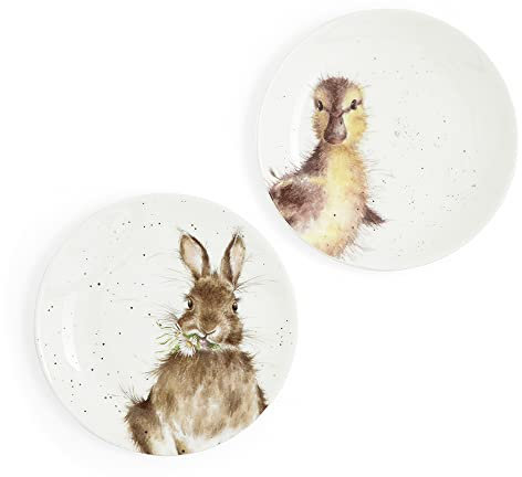 Portmeirion Home & Gifts Wrendale Coupe Plates Set of 2 (Bunny & Duckling), Multicolour (WND3994-XW)