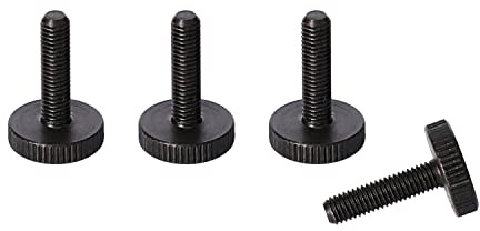 PrecisionGeek® M5 Knurled Screws – Ø16 mm Head – 20 mm Length (Black Oxide Steel · Flat Head · Set of 4)