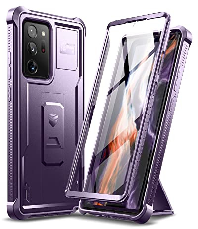 Dexnor Schutzhülle Kompatibel mit Samsung Galaxy Note 20 Ultra 5G, eingebauter Displayschutz und Ständer, strapazierfähig, militärischer Schutz, stoßfest, Schutzhülle - Lila