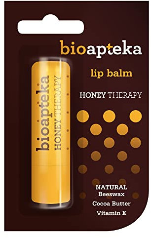 Bioapteka Honey Therapy Lippenbalsam mit Bienenwachs, Kakaobutter, Sonnenblumenöl, Jojobaöl, Vitamin E für Trockene und Rissige Lippen, 4.5 gr.