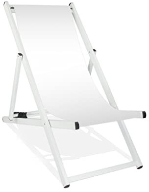 MultiBrands Liegestuhl, klappbar, Aluminium, Sitzbezug, weiß lackiert (Weiß)