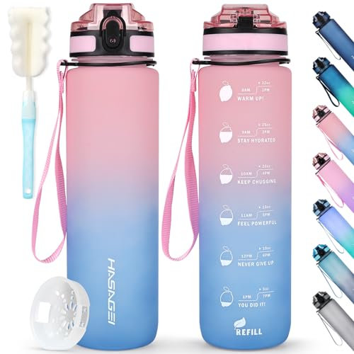 HASAGEI Sports Trinkflasche 1L Wasserflasche BPA Frei Tritan Sportflasche mit Verschlussdeckel und auslaufsicher, für Fitnessstudio,Schule,Radfahren,Outdoor,Sport,Fitness und Büro